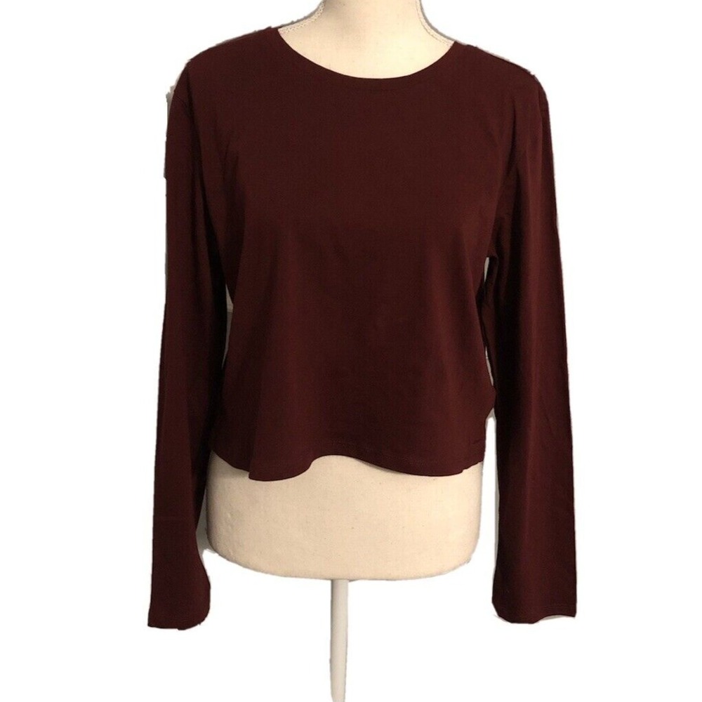 New Wild Fable shirt Juniors Size Large Burgundy long sleeve belly shower